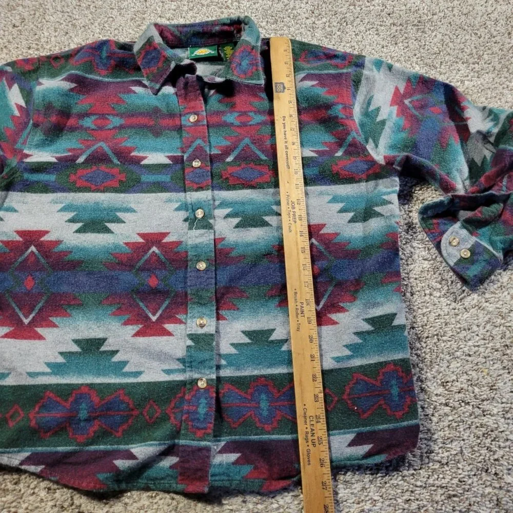 Cabela's Flannel Shirt Womens Large Multicolor Long Sleeve Aztec Southwestern - Picture 4 of 7